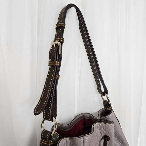 Dooney & Bourke Samba Gray Drawstring Bucket shoulder Bag - Picture 4 of 12